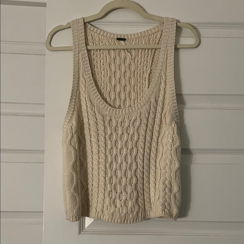 Free People Cream Cable Knit Tank Top